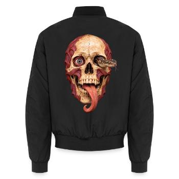 Totenkopf Halloween Totenschädel - Unisex Bomberjacke - Schwarz - Hinten - AI Model Male 185 light (185cm)