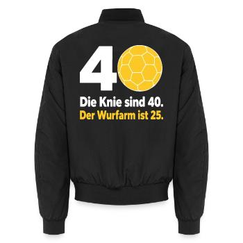 40. Geburtstag Handball – Wurfarm ist erst 25 - Unisex Bomberjacke - Schwarz - Hinten - AI Model Male 185 light (185cm)