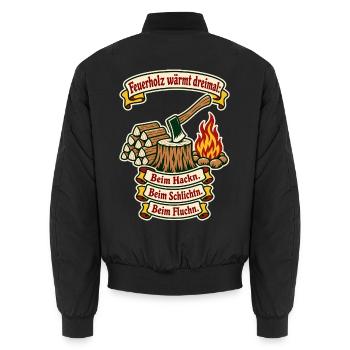Feuerholz wärmt dreimal - Unisex Bomberjacke - Schwarz - Hinten - AI Model Male 185 light (185cm)