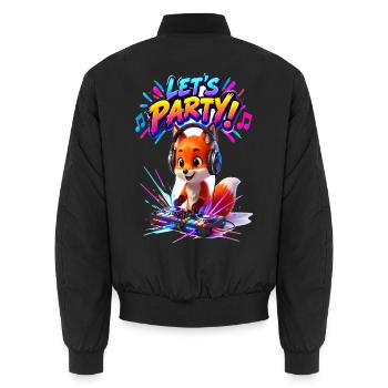 Fox DJ: Lasst uns feiern - Unisex Bomberjacke - Schwarz - Hinten - AI Model Male 185 light (185cm)
