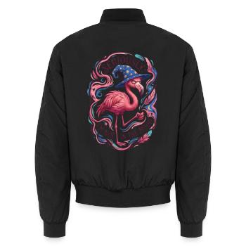 Böser Flamingo-Zauberer Retro-Magier - Unisex Bomberjacke - Schwarz - Hinten - AI Model Male 185 light (185cm)