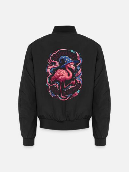 Böser Flamingo-Zauberer Retro-Magier - Unisex Bomberjacke - Schwarz