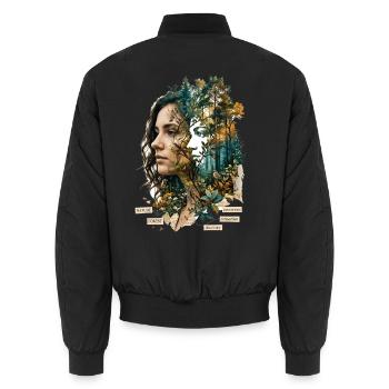 Waldporträt: Eine Verbindung zur Natur - Unisex Bomberjacke - Schwarz - Hinten - AI Model Male 185 light (185cm)