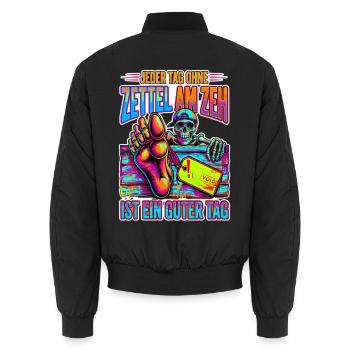 Neon Skelett Zeh Zettel - Unisex Bomberjacke - Schwarz - Hinten - AI Model Male 185 light (185cm)