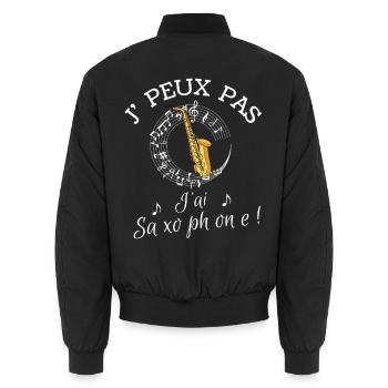 je peux pas, j'ai saxophone - Bomber unisexe - noir - Dos - AI Model Male 185 light (185cm)