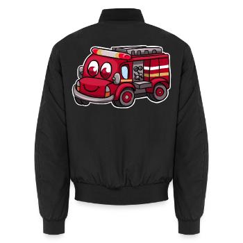 Fire truck fire brigade - Unisex Bomber Jacket - black - Back - AI Model Male 185 light (185cm)