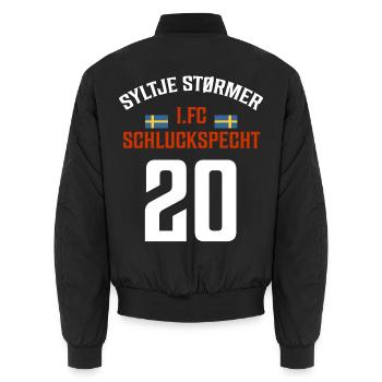 SYLTJE STØRMER - 9€ Ticket Sylt - Ich war dabei - Unisex Bomberjacke - Schwarz - Hinten - AI Model Male 185 light (185cm)