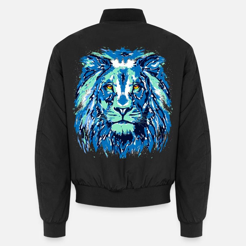 Blauer Löwe - Löwenkopf - Sternzeichen Löwe Unisex Bomberjacke