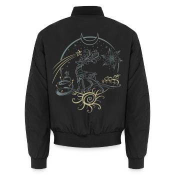 Nuit de Noël de Noël en bois de cerf - Bomber unisexe - noir - Dos - AI Model Male 185 light (185cm)