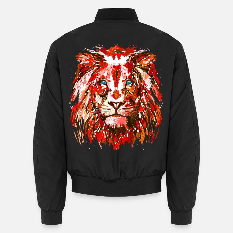 Roter Löwenkopf - Sternzeichen Löwe - Unisex Bomberjacke - Schwarz