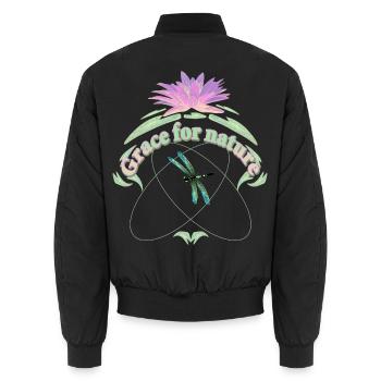 GNADE für die NATUR Seerose mit Blätter Libelle - Unisex Bomberjacke - Schwarz - Hinten - AI Model Male 185 light (185cm)