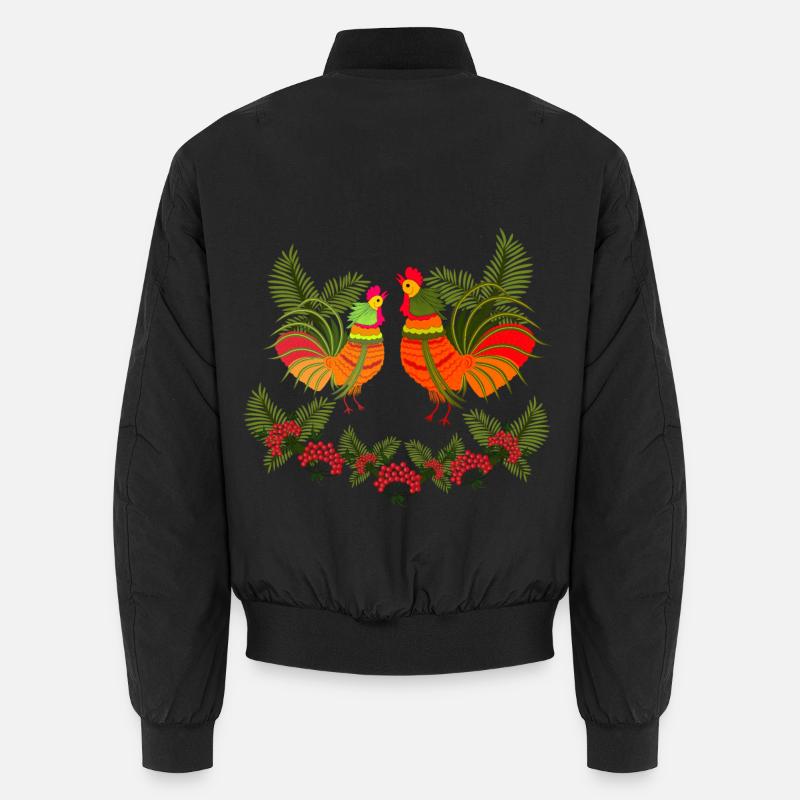 Hahn mit Henne - Unisex Bomberjacke - Schwarz