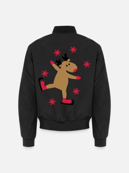 Funny moose for Christmas - Unisex Bomber Jacket - black