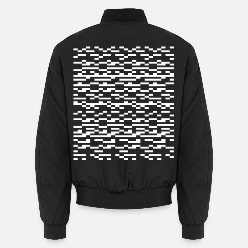 Glitch Grid Monochrome Pattern - Unisex Bomber Jacket - black