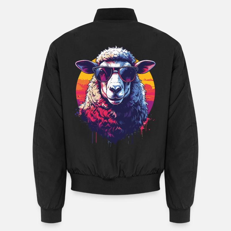 Cool retro sheep with glasses Unisex Bomber Jacket