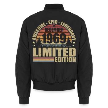 Décembre 1969 - Édition Limitée Décembre 1969 - Bomber unisexe - noir - Dos - AI Model Male 185 light (185cm)