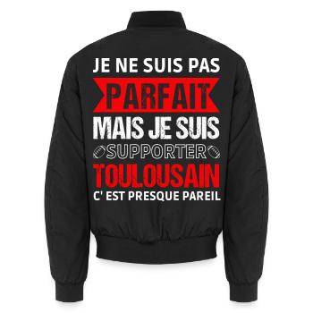 Supporter toulousain cadeau rugby Toulouse - Bomber unisexe - noir - Dos - AI Model Male 185 light (185cm)