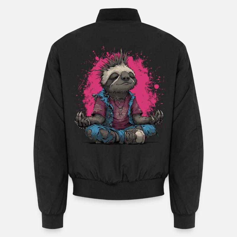 Punk Sloth Meditation Unisex Bomber Jacket