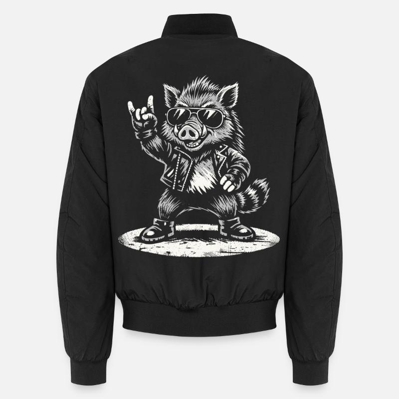 Retro Boar Rock Music Gift Funny Unisex Bomber Jacket