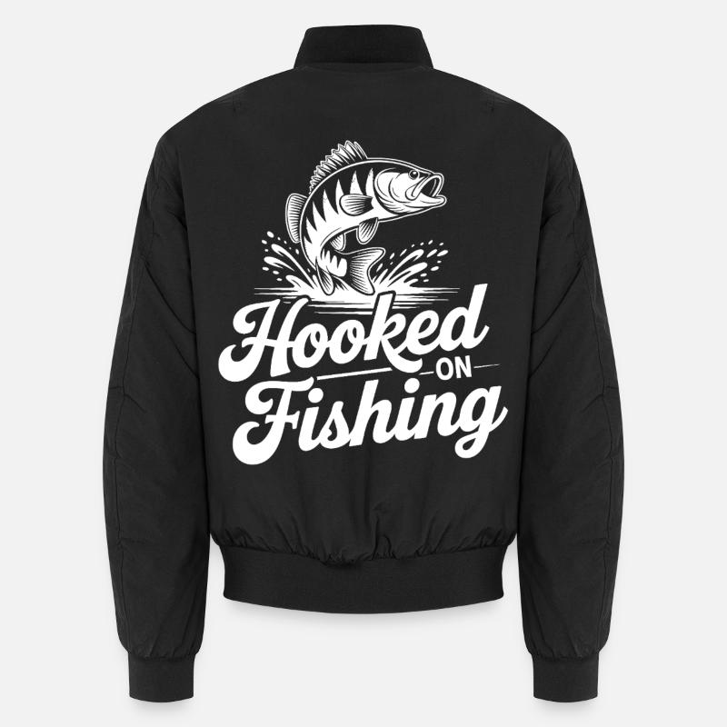 Hooked on Fishing - Unisex Bomberjacke - Schwarz