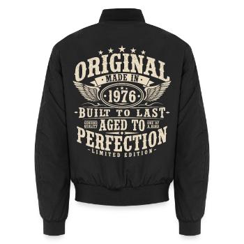 Vintage 1976 Jahrgang Geburtstag Geschenk Retro - Unisex Bomberjacke - Schwarz - Hinten - AI Model Male 185 light (185cm)