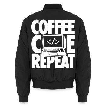 Programmeur de répétition de code Coffee - Bomber unisexe - noir - Dos - AI Model Male 185 light (185cm)