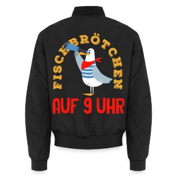 Moin Moin Norden - Maritimes Norddeutsch Design - Unisex Bomberjacke - Schwarz - Hinten - AI Model Male 185 light (185cm)
