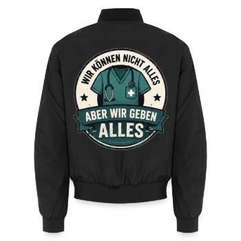 Wir geben alles Mediziner Badge - Unisex Bomberjacke - Schwarz - Hinten - AI Model Male 185 light (185cm)