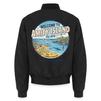 Willkommen im Paradies - Unisex Bomberjacke - Schwarz - Hinten - AI Model Male 185 light (185cm)