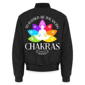 Chakra Balance - Meditation - Unisex Bomberjacke - Schwarz - Hinten - AI Model Male 185 light (185cm)