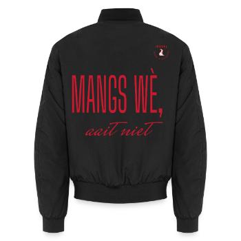 Mangs wè, streichelt nicht – Sallands-Dialekt - Unisex Bomberjacke - Schwarz - Hinten - AI Model Male 185 light (185cm)