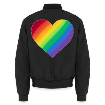 Gradient Rainbow Heart - Unisex Bomberjacke - Schwarz - Hinten - AI Model Male 185 light (185cm)