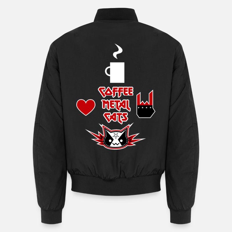 Coffee, Metal, Cats - Unisex Bomberjacke - Schwarz