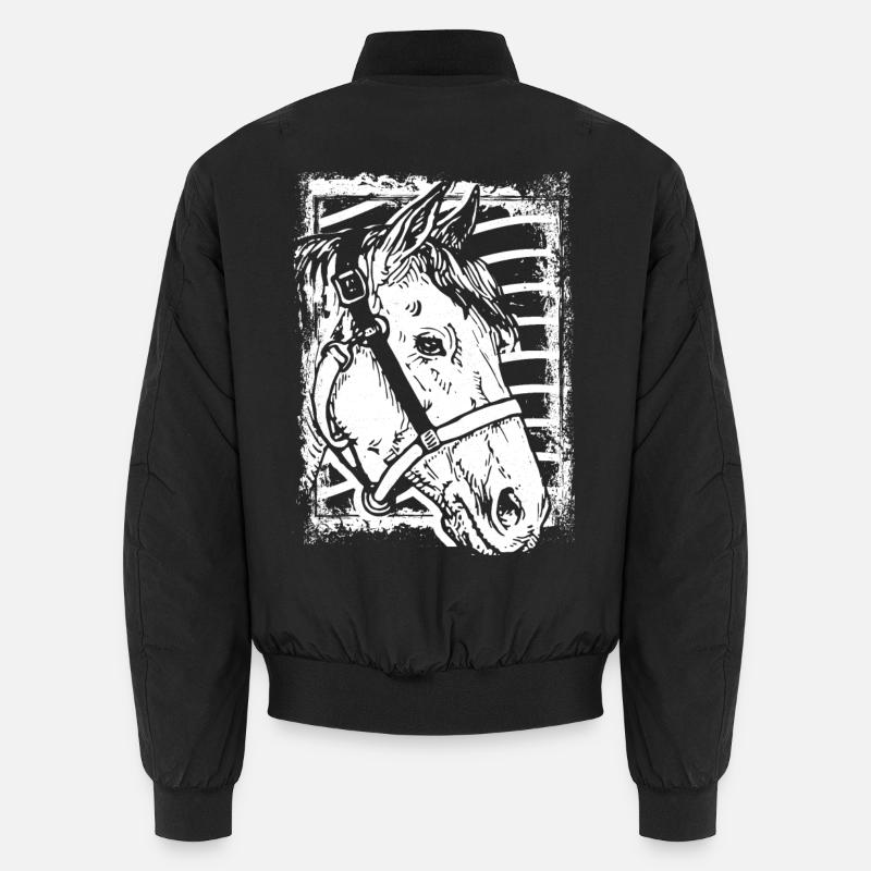 Reiten - Reiter - Pferd - Pferdekopf - Unisex Bomberjacke - Schwarz