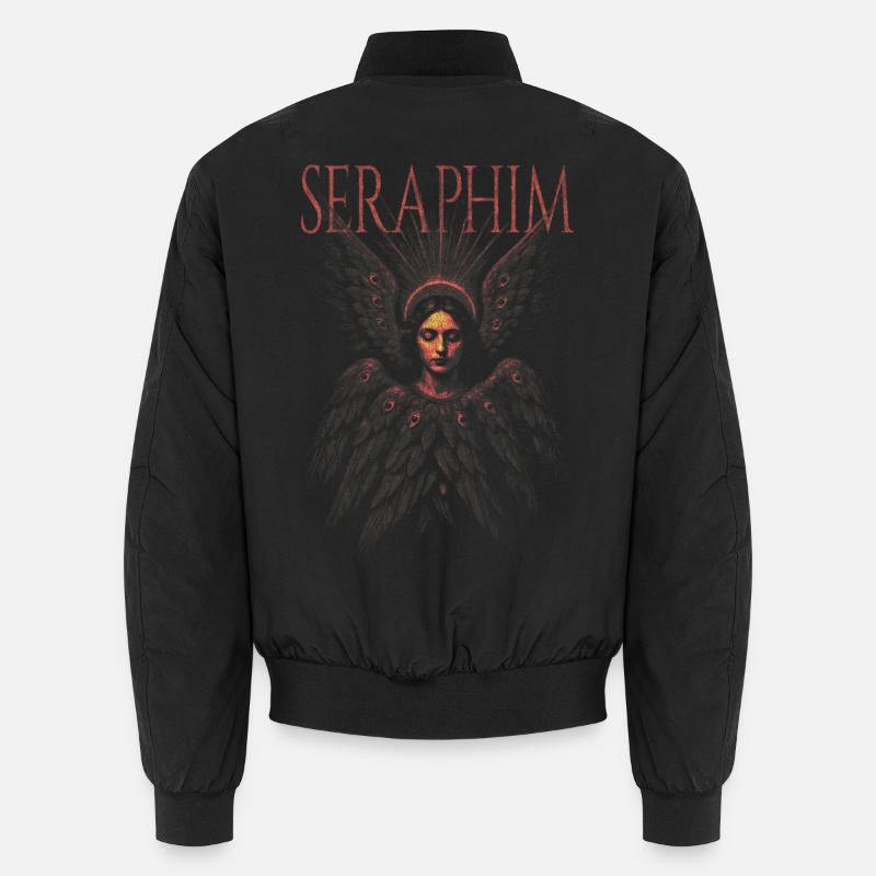 Seraphim Wings with Mystical Aura - Unisex Bomber Jacket - black