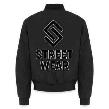Streetwear - Unisex Bomberjacke - Schwarz - Hinten - AI Model Male 185 light (185cm)