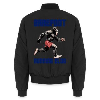 Funny Bigfoot Running T-Shirt - Unisex Bomber Jacket - black - Back - AI Model Male 185 light (185cm)