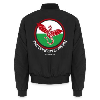 Der Drache steigt auf, Indy Wales - Unisex Bomberjacke - Schwarz - Hinten - AI Model Male 185 light (185cm)