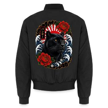 Schwarzer Panther im japanischen Irezumi Stil - Unisex Bomberjacke - Schwarz - Hinten - AI Model Male 185 light (185cm)