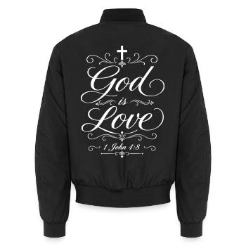 Gott ist Liebe – 1. Johannes 4,8 - Unisex Bomberjacke - Schwarz - Hinten - AI Model Male 185 light (185cm)