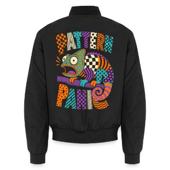 Pattern Panic Chamäleon - Unisex Bomberjacke - Schwarz - Hinten - AI Model Male 185 light (185cm)
