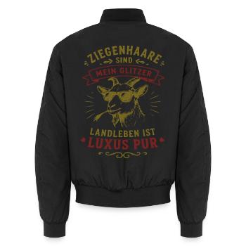 Ziege mit Glitzer: Luxus Landleben - Unisex Bomberjacke - Schwarz - Hinten - AI Model Male 185 light (185cm)