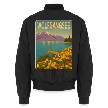 Wolfgangsee - Unisex Bomberjacke - Schwarz - Hinten - AI Model Male 185 light (185cm)
