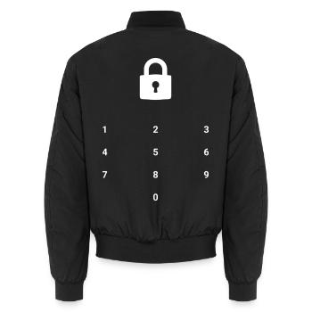 Lock Screen - Unisex Bomberjacke - Schwarz - Hinten - AI Model Male 185 light (185cm)