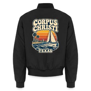 Texas Corpus Christi Segelboot Sunset - Unisex Bomberjacke - Schwarz - Hinten - AI Model Male 185 light (185cm)