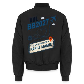 Flug BB2027 Ziel Opa und Großmutter - Unisex Bomberjacke - Schwarz - Hinten - AI Model Male 185 light (185cm)