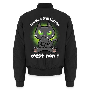 Chat têtu - Bomber unisexe - noir - Dos - AI Model Male 185 light (185cm)