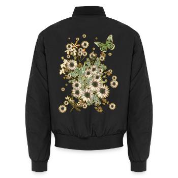 Fleurs sur fleurs - Fleurs Flora Papillon - Bomber unisexe - noir - Dos - AI Model Male 185 light (185cm)