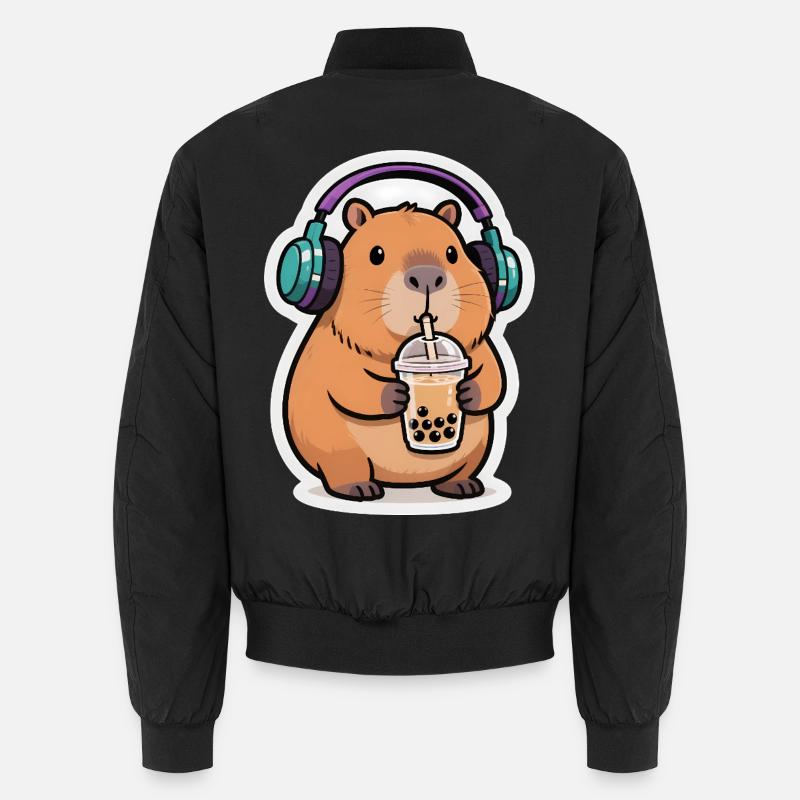 Süßes Capybara Bubble Tea Kawaii Tier Geschenk Unisex Bomberjacke