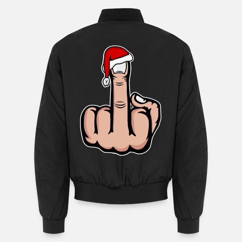 Christmas Middle Finger with Santa Hat Unisex Bomber Jacket
